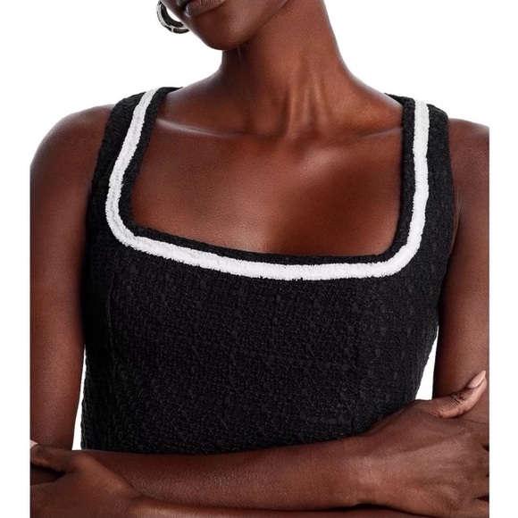 NWT Aqua X Liat Baruch Tweed Square Neck Mini Dress Size M - Picture 2 of 15